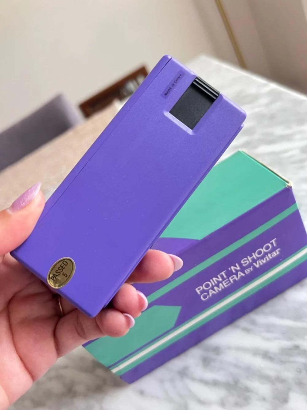 80s Avon Vivitar Point 'N Shoot Camera in Purple with Teal Accents